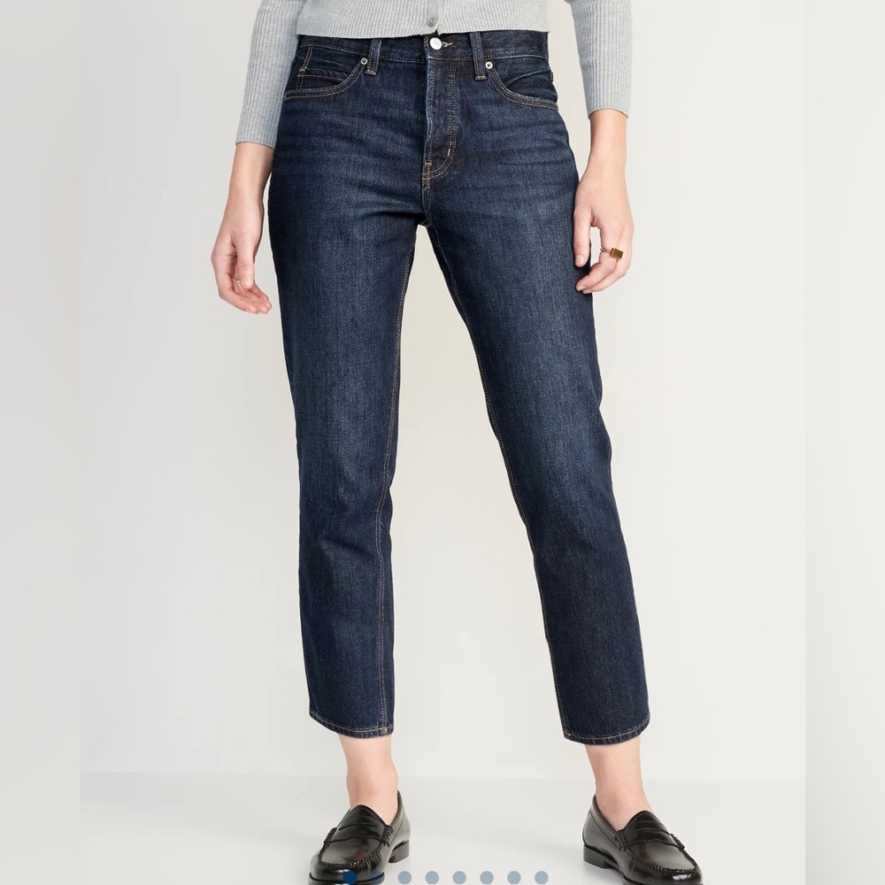 Old Navy High Rise Slouchy Straight Cropped Jeans